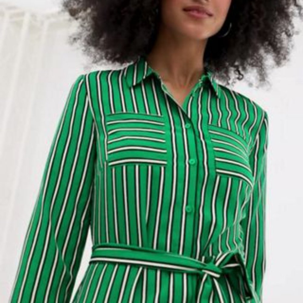 Warehouse utility shirt dress in stripe size 2